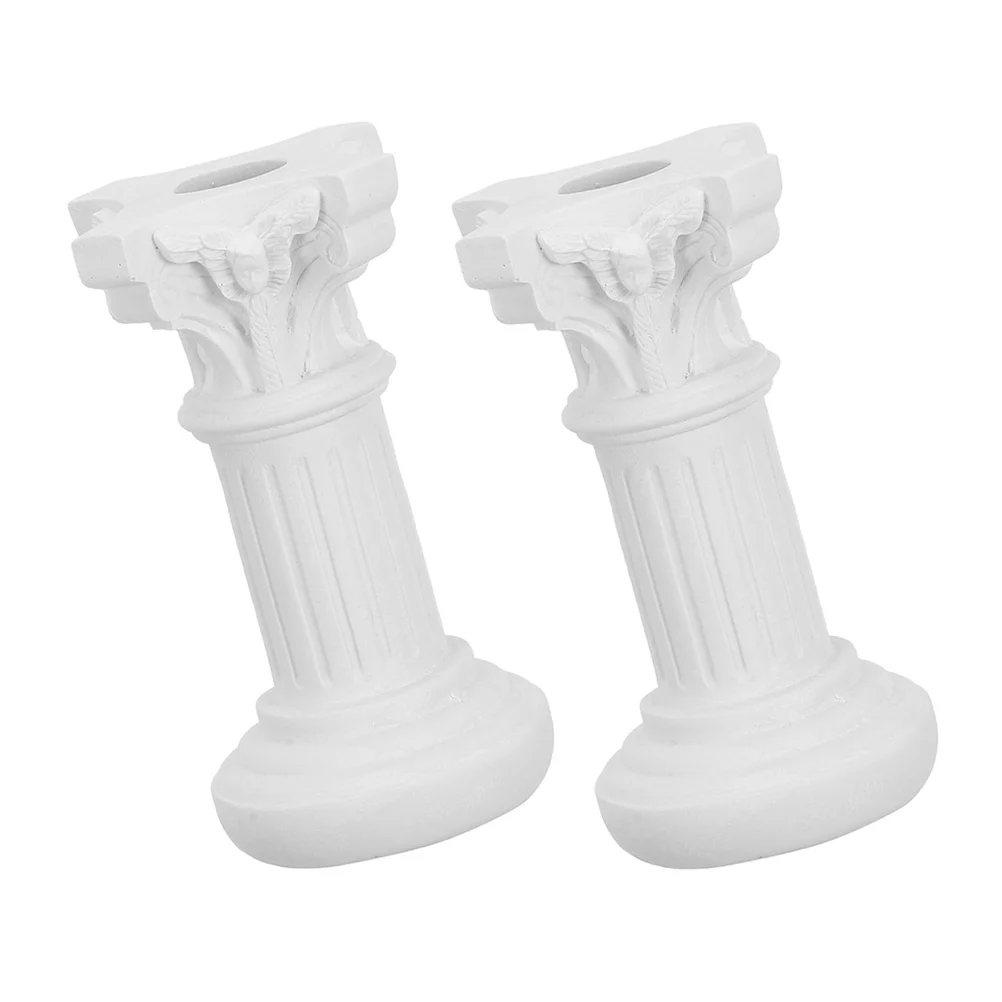 

2Pcs Resin Roman Column Statue Elegant Mini Pillars Wedding Decor Photo Prop European Style Entry Way Decoration