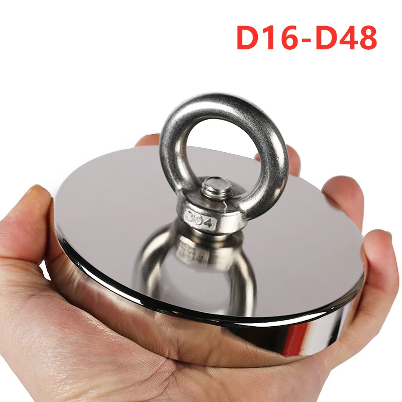 Super Strong Neodymium Fishing Magnets Heavy Duty Rare Earth Magnet with Countersunk Hole Eyebolt for Salvage Magnetic Fishing