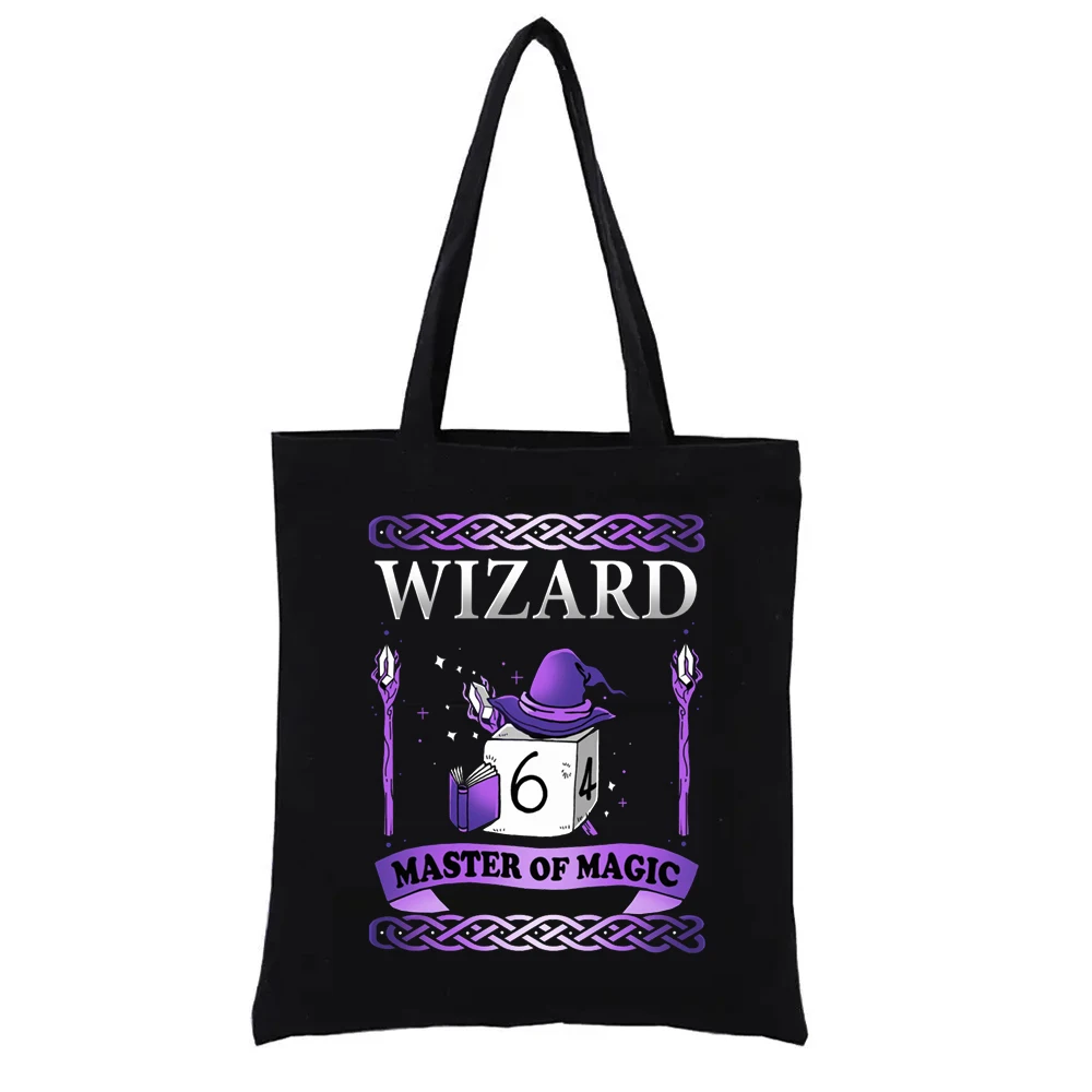 Wizard Graphic Print Shopping Bags Geek Series Casual Totes Canvas Tote Bag Aesthetic Women's Handbag Funny Totebag Handbags