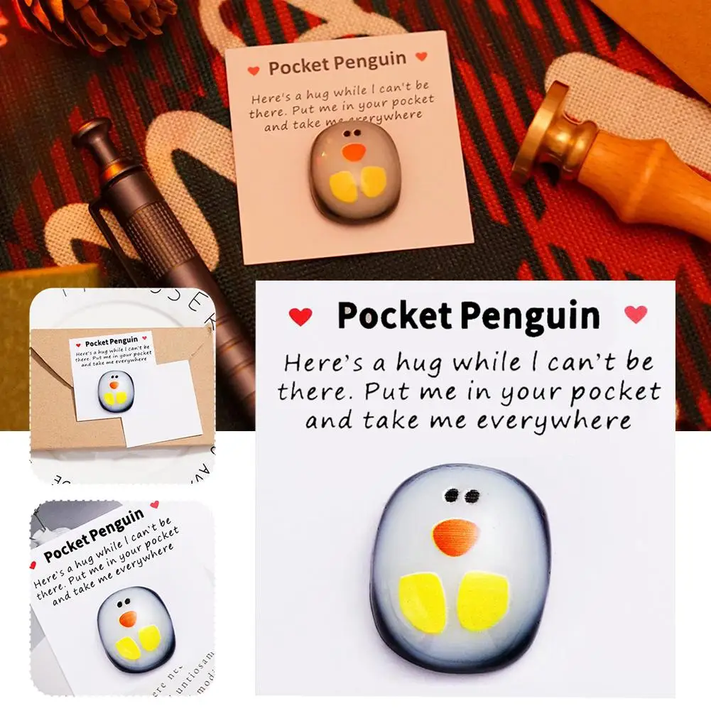 A Little Pocket Penguin Hug Keepsake Ornament Cute Decorati Message Present With Small Card Social Gift Party Christmas Dis Q7K1