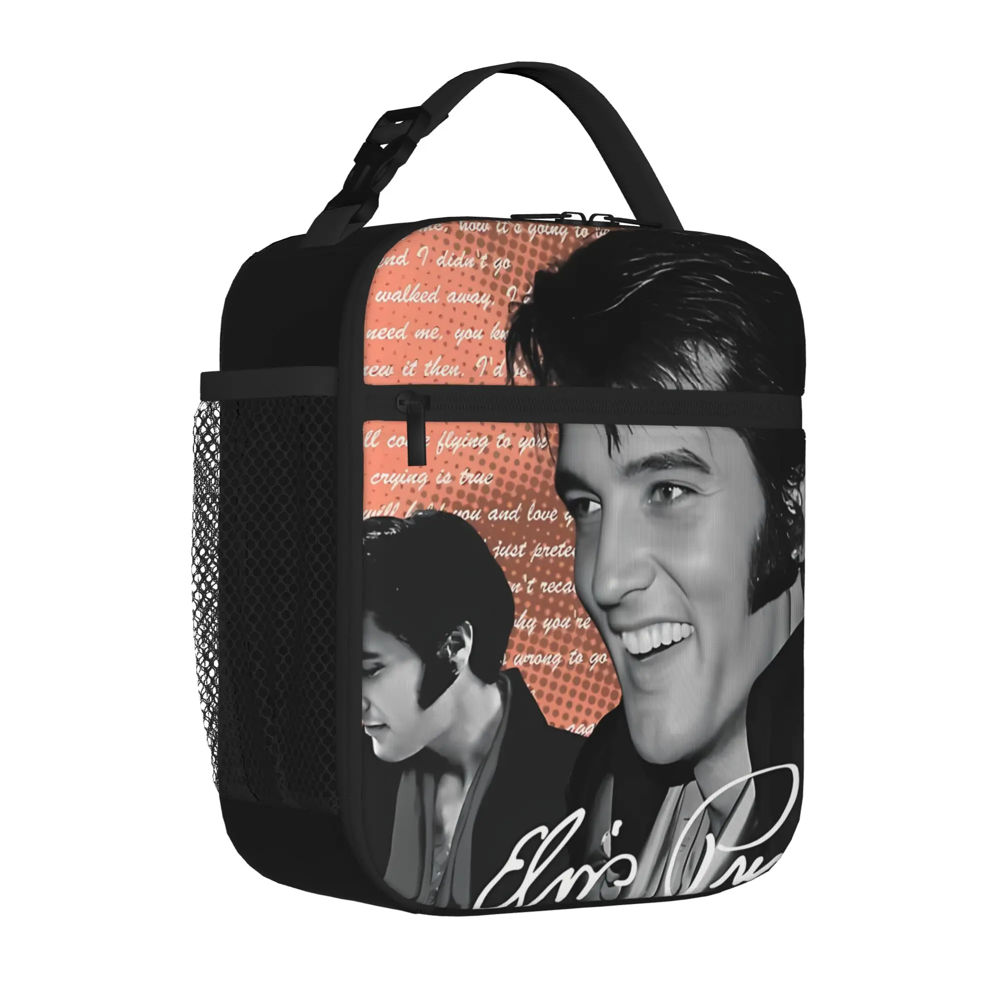 1 Piece Zipper Closure The King Storage Bag Pocket E-Elvis School Lunch Food Box Reusable For Lunch Food Bag