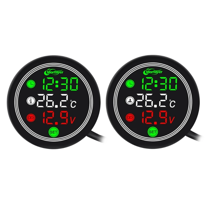 Motorcycle Electronic Timer Time Thermometer Voltmeter 4-in-1 S7 Waterproof Touch-Screen Digital Display Voltage Meter