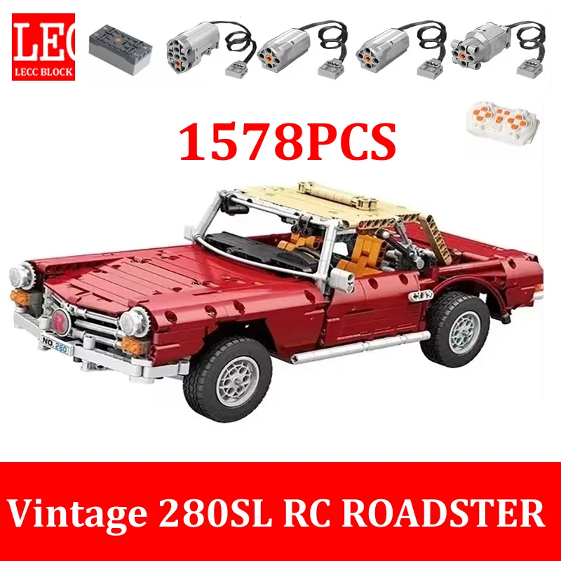 

1578Pcs Technical RC Control Vintage 280SL Roadster Building Blocks MOC Speed Sport Car Model Bricks Toys Adult