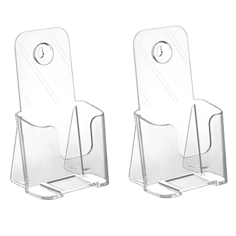 

Acrylic Brochure Holder Slant Back Design, Clear Display Stand, Plastic Table Stand Sign Holder 2 Pack Durable