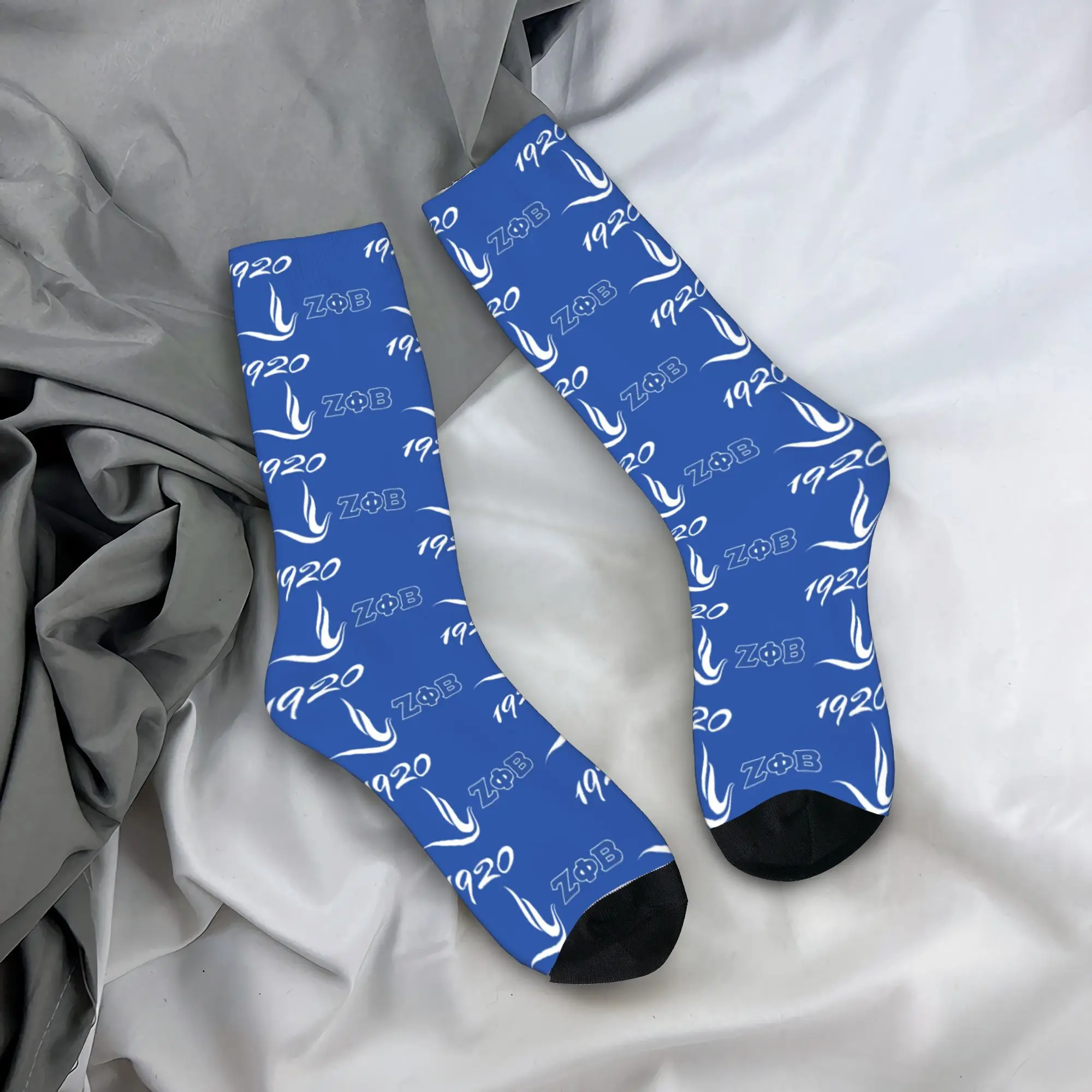 Custom Novelty Men's Zeta Phi Beta 1920 Dress Socks Unisex Comfortable Warm 3D Print  Crew Socks