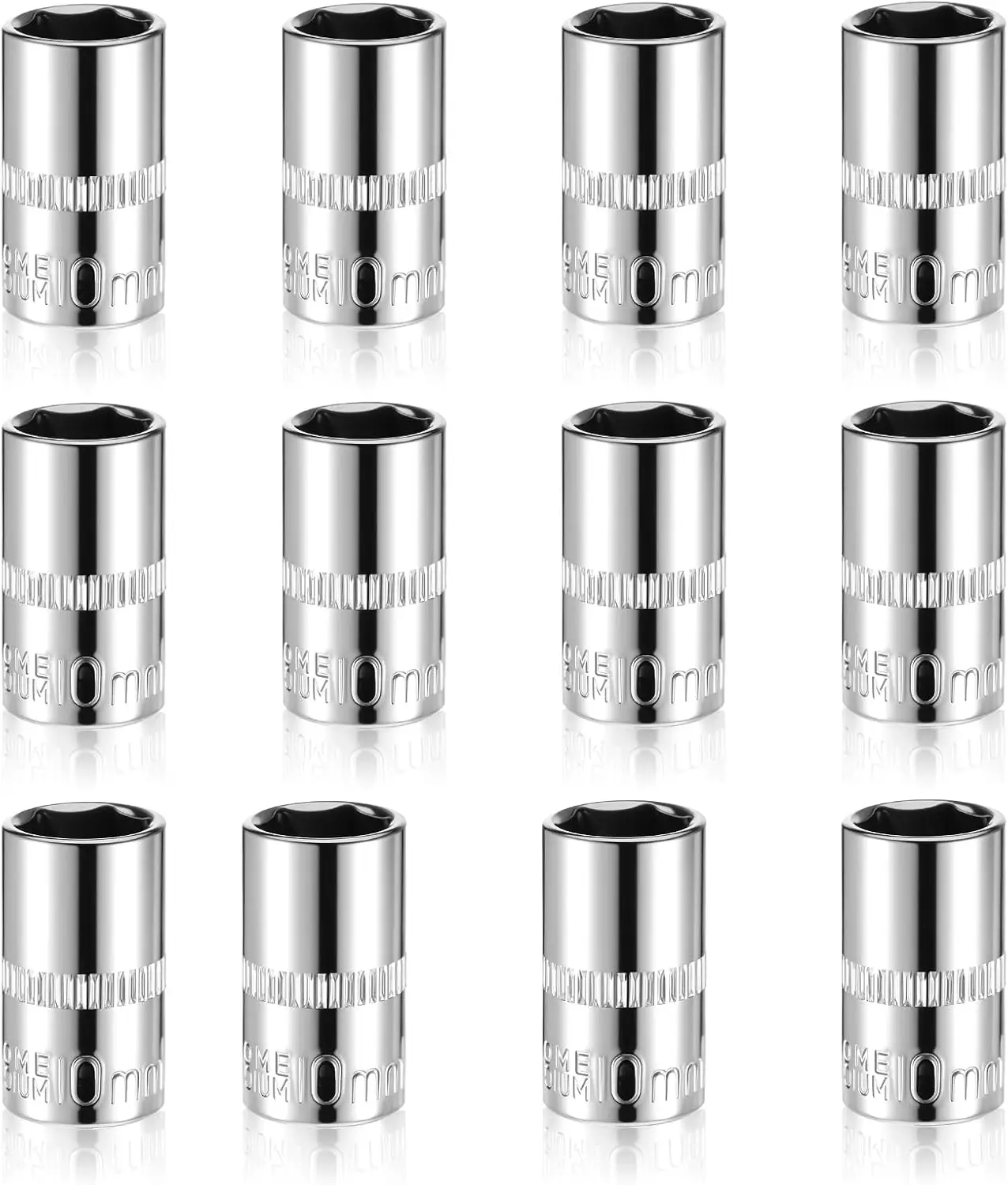 

12 Pcs 10mm 1/4' Drive 6-Point Shallow Socket Set, Corrosion-Resistant