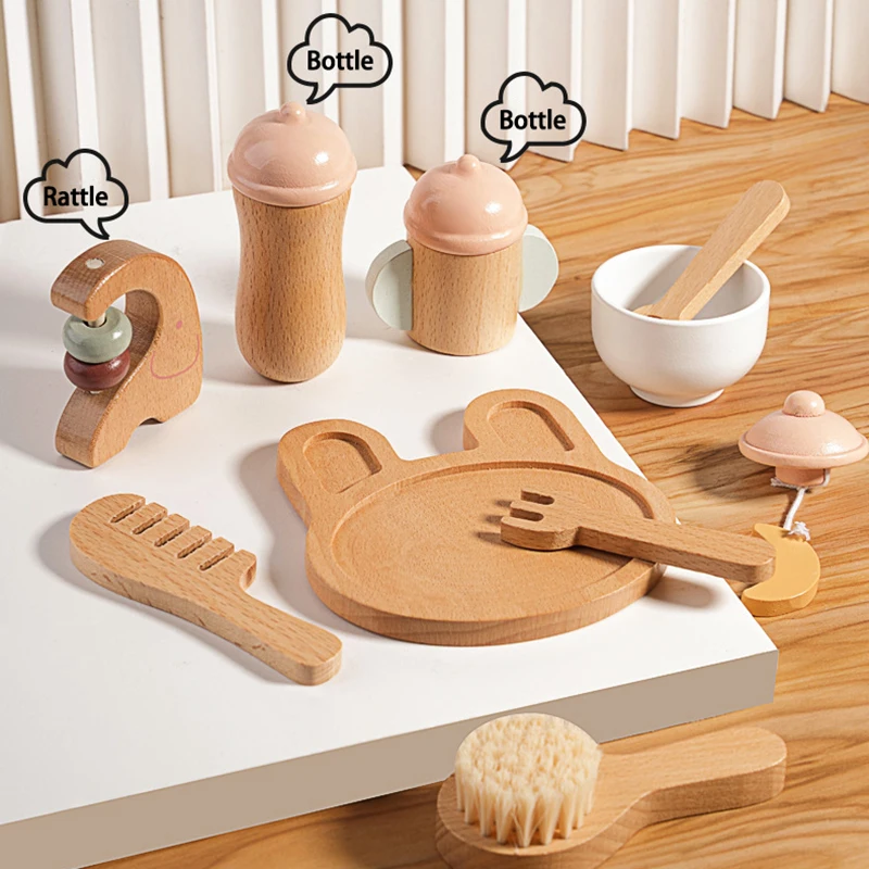 Juegos de simulación de madera para niñas, juego de cocina, maquillaje simulado, casa de juego, juego de té de la tarde, comida cortada, juguetes educativos, regalo