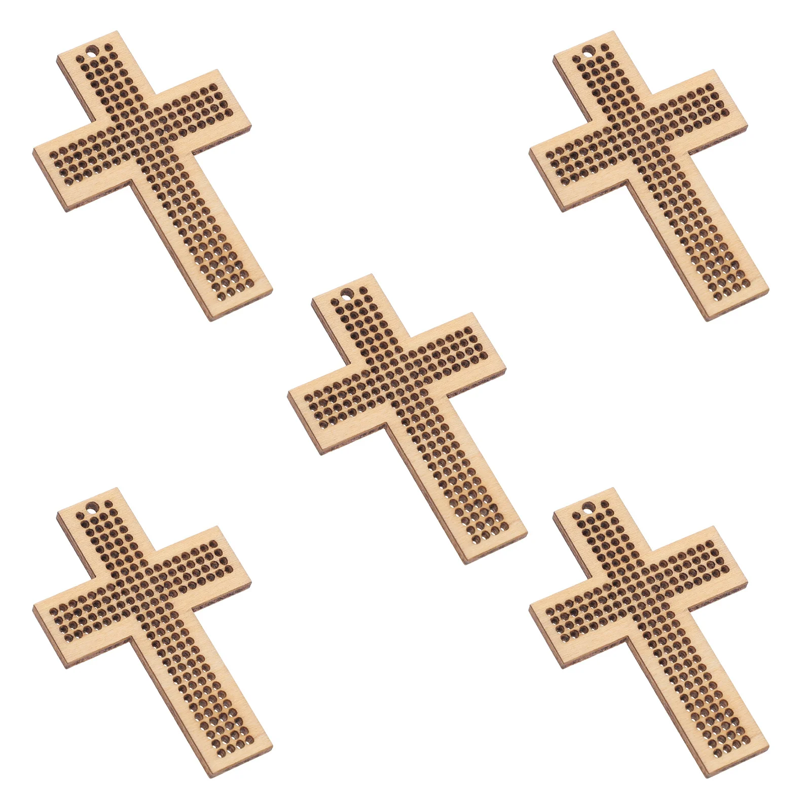 

5Pcs Mini Cross-Stitch Wood Chips Durable Portable DIY Gift Wooden Chip Pendant Creative Modeling Hollow Design