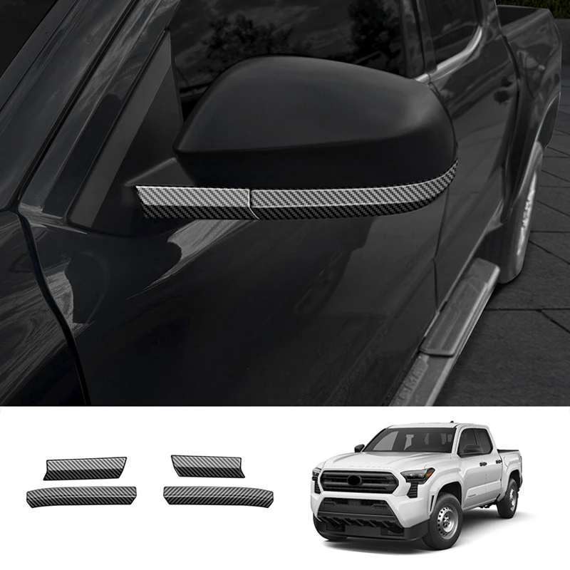 Car Side Rear View Mirror Trim Strip Stickers For Toyota TACOMA 2024 Car Exterior Accessories Component Carbon Fiber