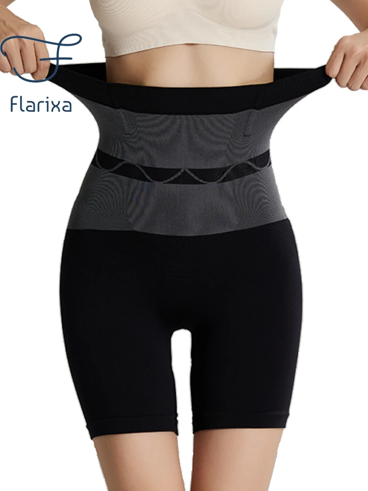 Flarixa High Waist Thermal Panties For Women Flat Belly Shaping Panties Seamless Boxer Safety Shorts Period Menstrual Underwear