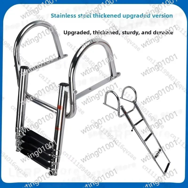for Marine Heavy Duty Stainless Steel Folding Ladder for Speedboat Yacht Swim Platform Boarding Handrail Step
