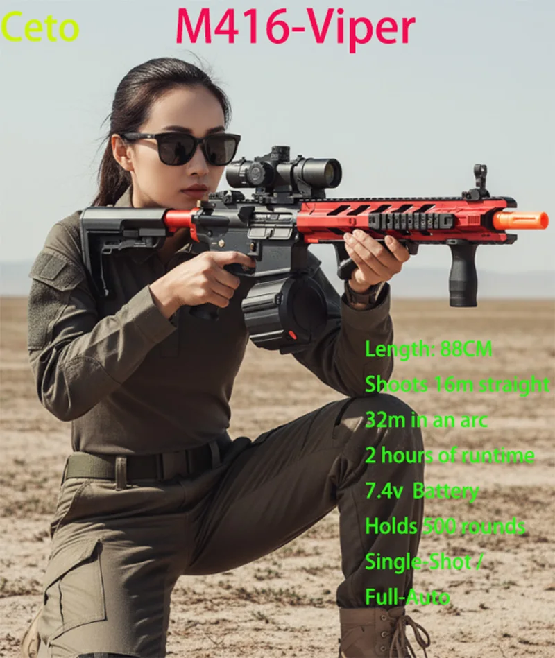 Pistola de chorro de bolas de Gel eléctrica totalmente automática mejorada, 7,4 V, 600 rondas, revista de alta capacidad, juego de tiro al aire libre, juguete