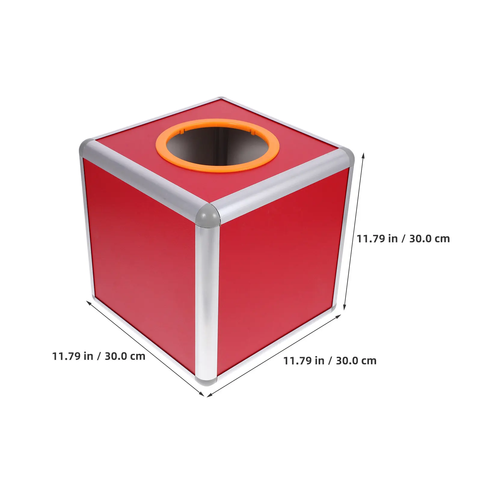 Wooden Raffle Box with Aluminum Alloy Edge Slot Secure Contest Holder Drawing Ticket Container Suggestion Donation