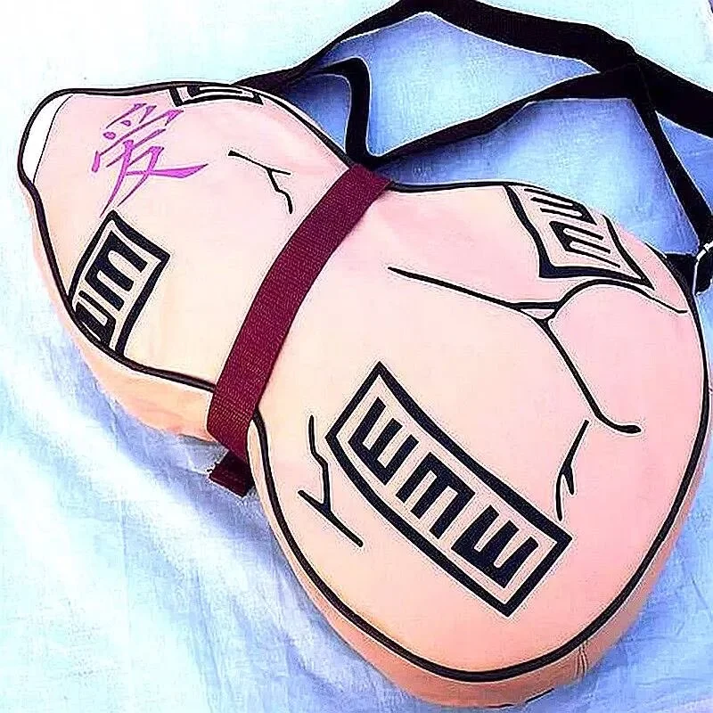 Hot Anime Ninja Gaara Cosplay Canvas Gourd Bag Casual Crossbody Shoulder Creative Bag Portable Cartoon Storage Bag For Fans