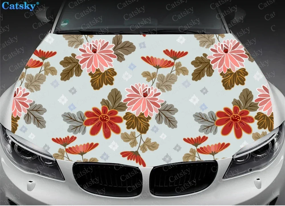 Beautiful Gentle Botanical Flowers Car Hood Vinyl Stickers Wrap Vinyl Film Engine Cover Decals Sticker on Car Auto Accessories