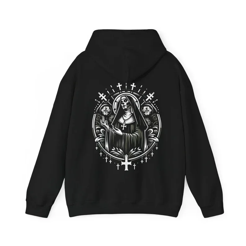 Nun Middle Finger Satanic Occult Nun Unholy Sweatshirt Hoodie Long Sleeve Hoody Autumn and Winter New in Man and Woman Best Gift