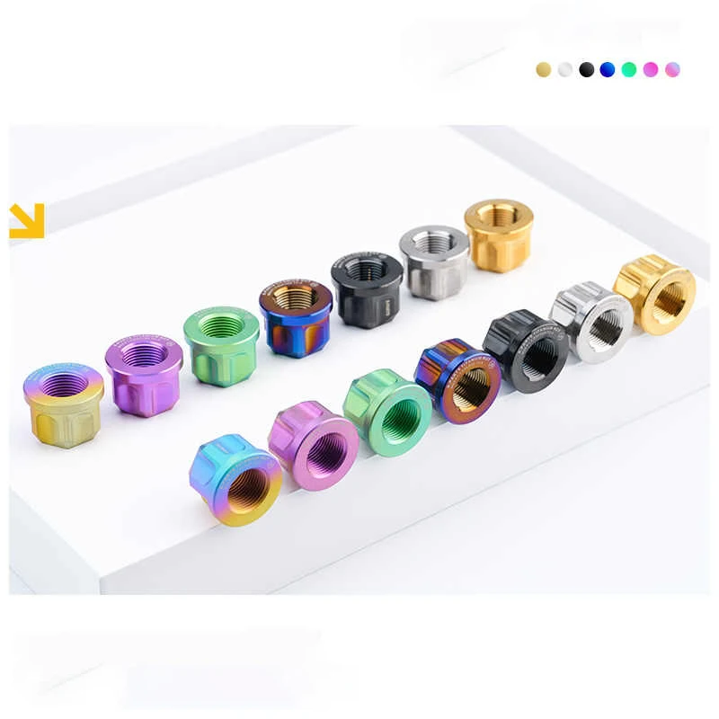 TC4 Titanium Flange Locknuts Hex Nuts M5-M12 for Motorcycle & Bike Length 8/10/12/15/20/25-45mm 1Pc