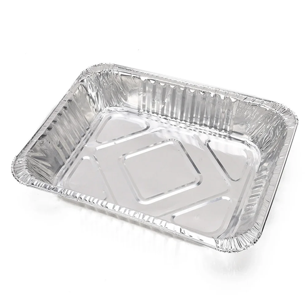 50 Uds. Para bandeja de papel de aluminio apilable resistente a la bandeja plateada 50 Uds. Bandejas de papel de aluminio