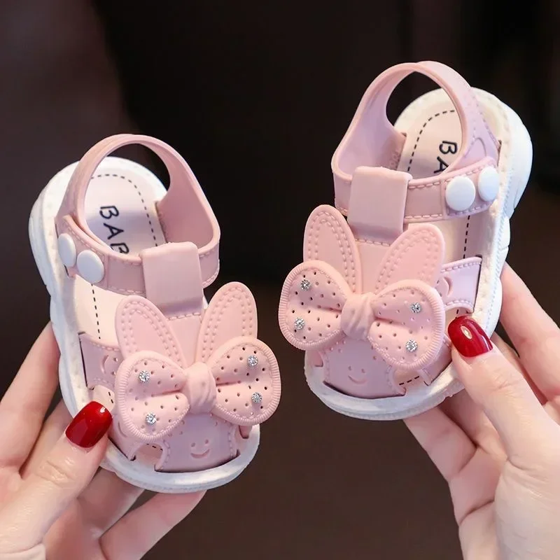 Solid Bow Children\'s Summer Shoes Cute PVC Beach Non Slip Sandals For Baby Girls Footwear Soft Infant Kids Fashion Sandals