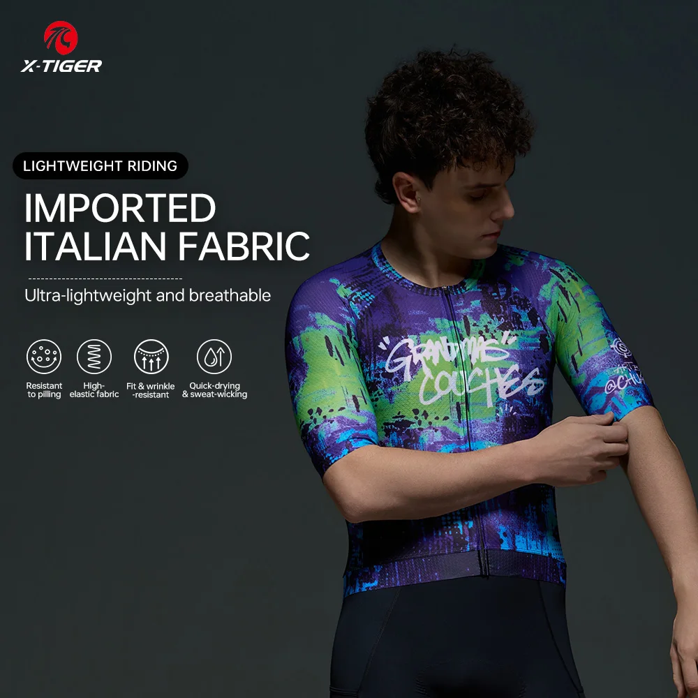 

X-TIGER YINGCHI SERIES Men's Cycling Jersey Short Sleeve Slim Fit GRAFFITI ART STYLE Breathable Maillot for Mountain Road Bike