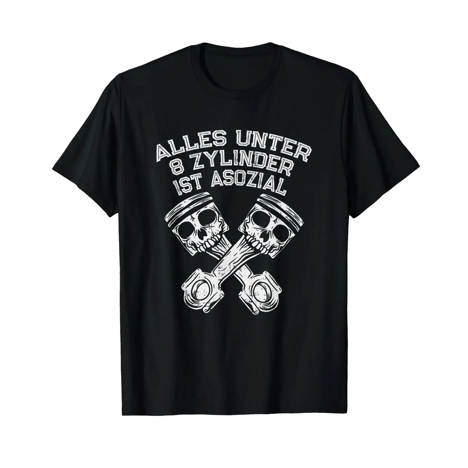 Alles unter 8 Cylinder ist Asozial Funny V8 Hubraum T Shirt vintage Washed Stretched streetwear homme graphic designer clothes