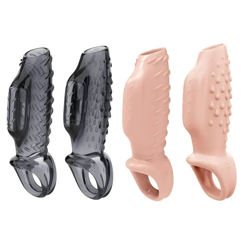 Men\'s Penis Enlarging and Balding Cover with Vibrator Vibration Penis Lock Ring Vibrate Wolf Tooth Penis Cover Vibrate Sex Toy