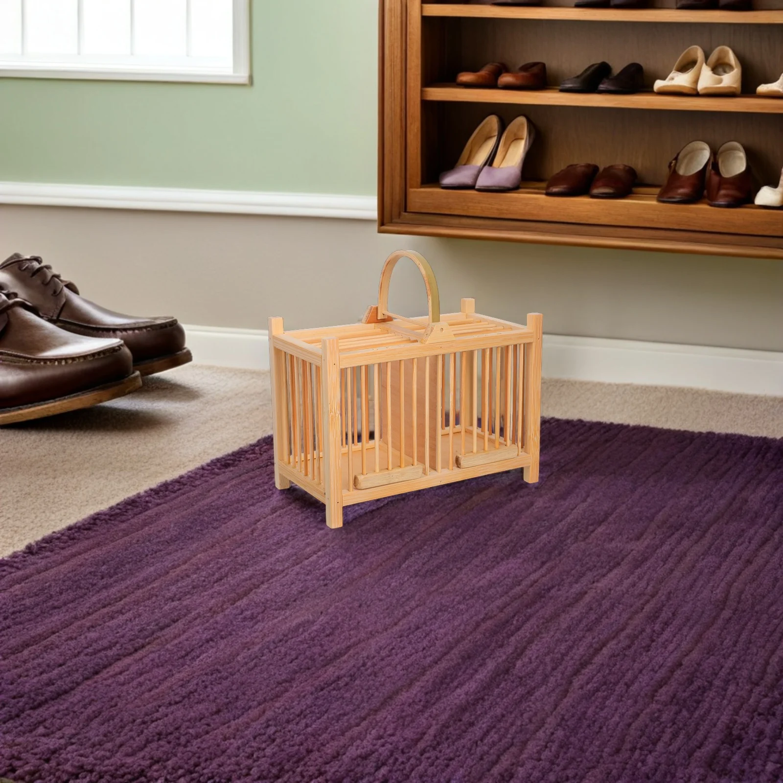 

Small Animal Pet Cage Wooden Frame Portable Cricket Insect Carrier Compact Travel Habitat For Indoor Outdoor Use Hanging Reptile