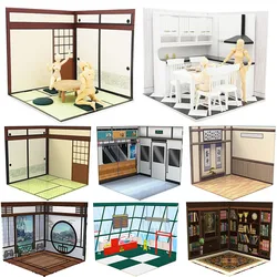 1/12 Scale Mini Furniture Bar Japanese Style Background Board Display Box Bookstore Forest Scene Accessories For 6