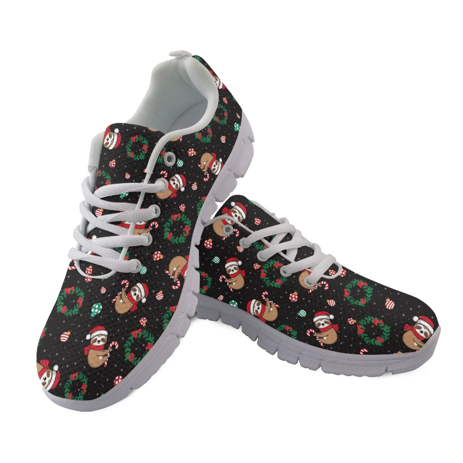 Coloranimal Christmas Womens Running Sneakers Featuring Festive Sloth Pattern Athletic Shoes for Jogging Gym Casual Wear