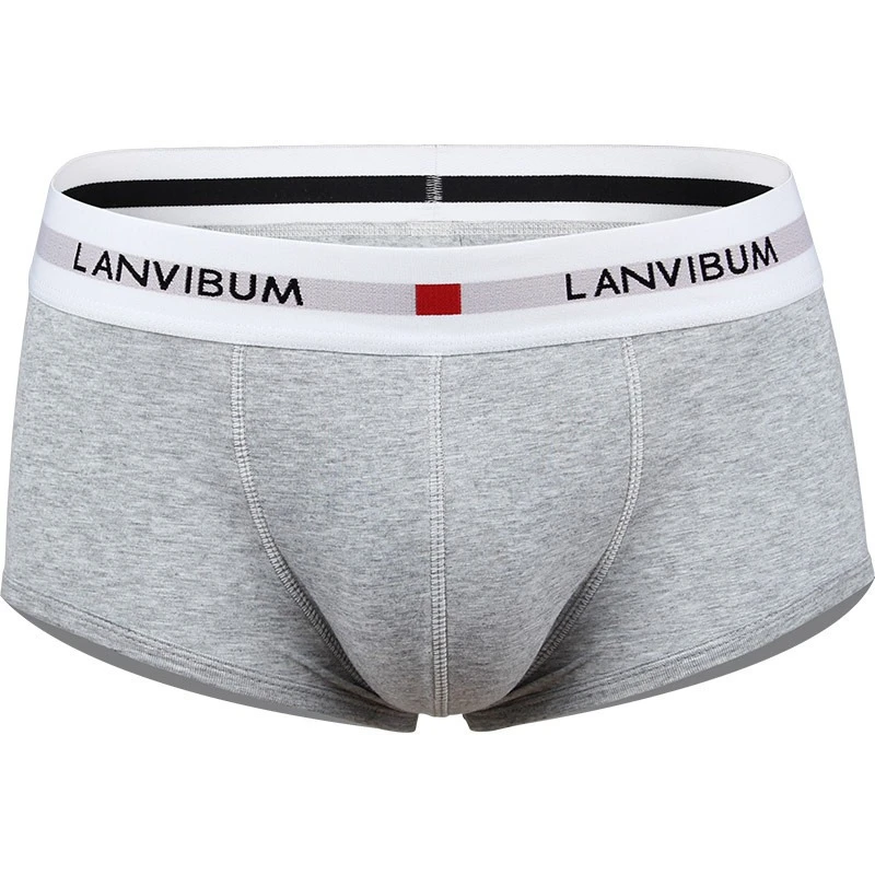 

Men's Cotton Mid Waist Boxer Shorts Logo Printed Contrast Elastic Waistband Stretch Soft U Bulge Pouch Daily Comfort Underpants