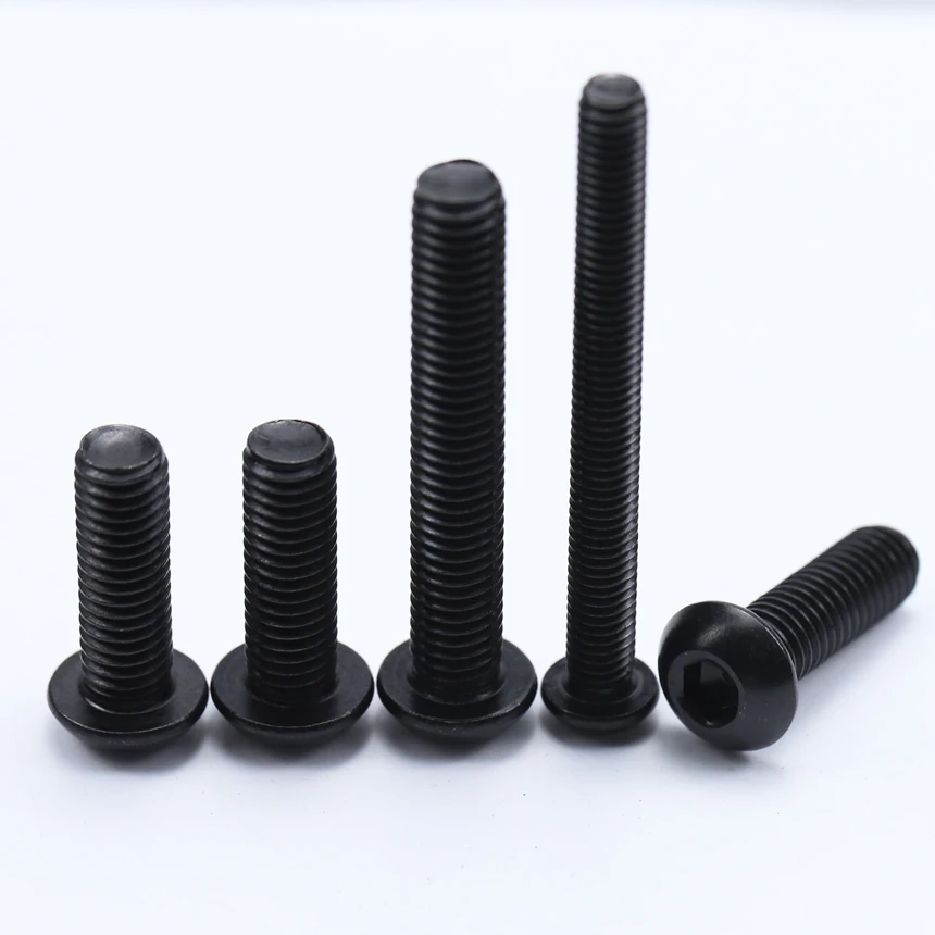 M2 M2.5 M3 M4 3/4/5/8/10/12/16/18/20/25-40 Black 304 Stainless Steel Inner Hex Hexgaon Socket Button Round Allen Head Bolt Screw image 6