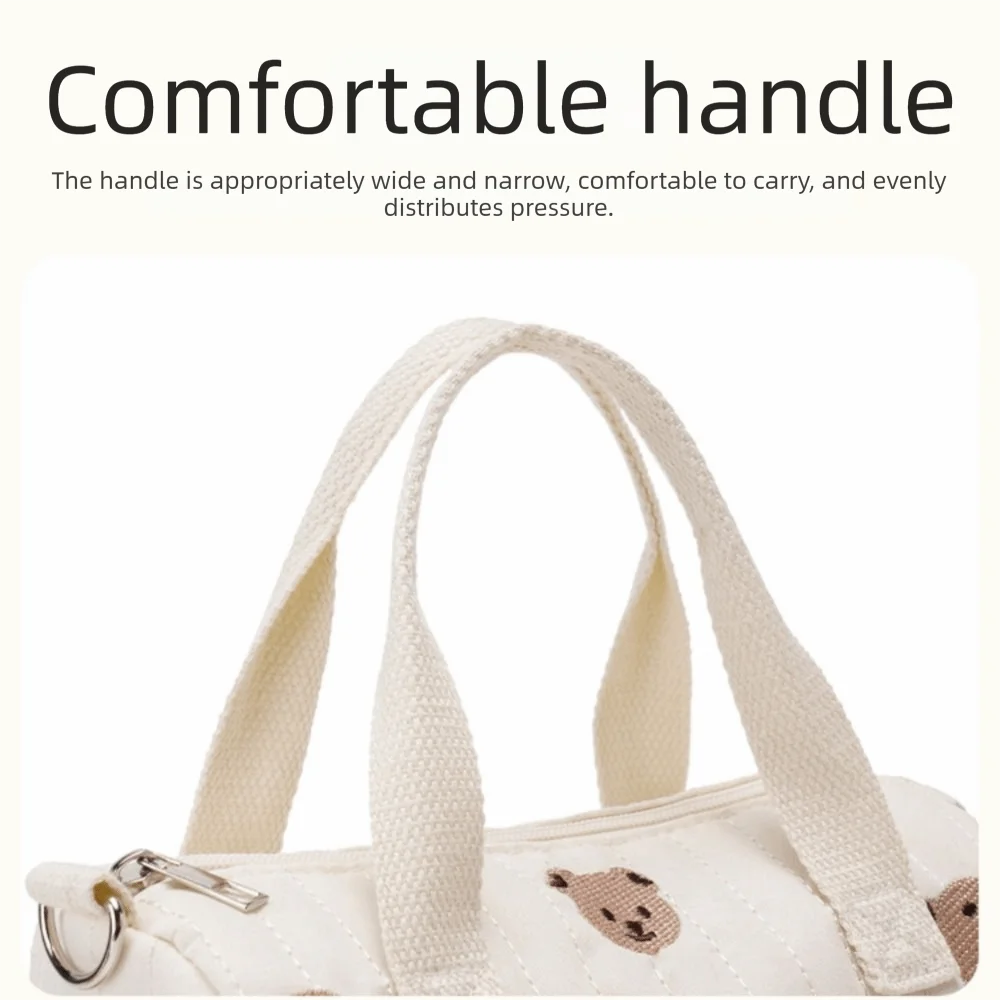 

Korean Style Mummy Bag Embroidery Bear Quilted Embroidered Shoulder Bag Lightweight Multi-pocket Baby Diaper Organizer Female