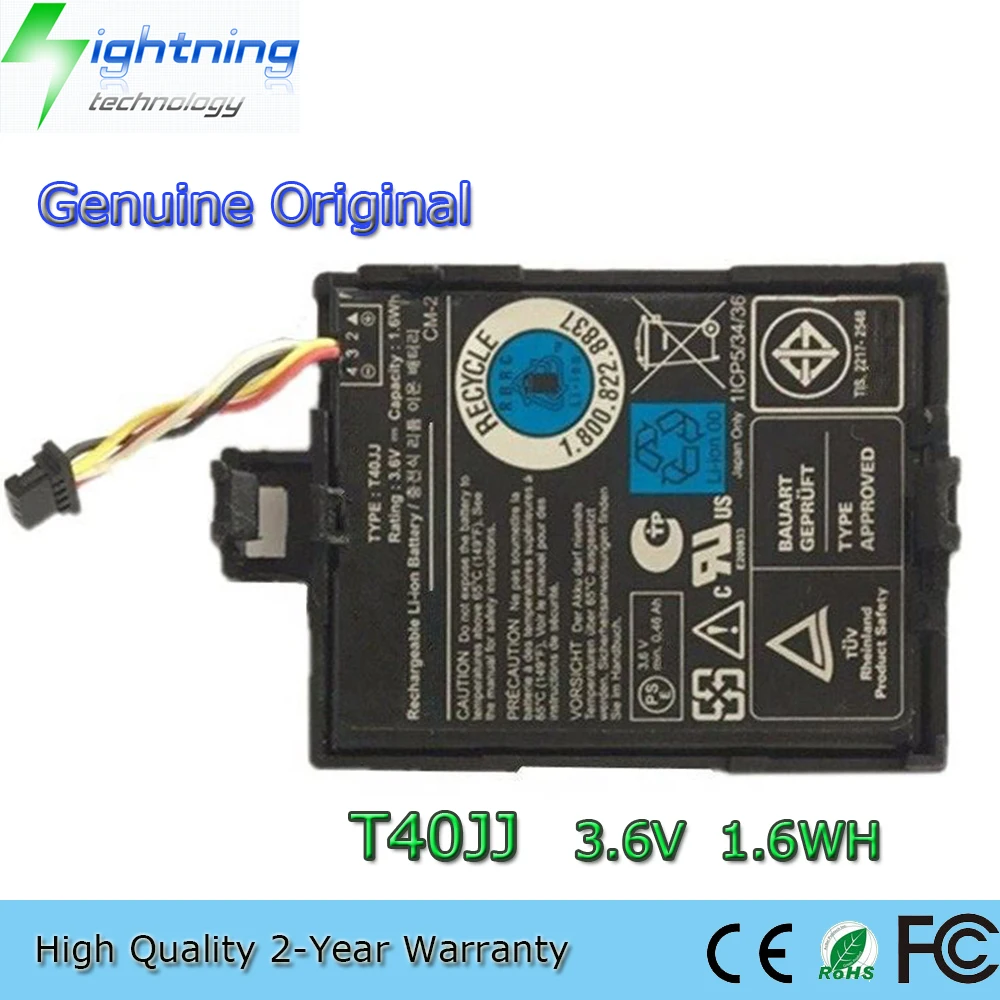 

Brand New Genuine Original T40JJ 3.6V 1.6Wh Battery for Dell H710 H710P H810 RAID Controllers 70K80 D0JMF H810 N3V6G TTVVV TY8F9