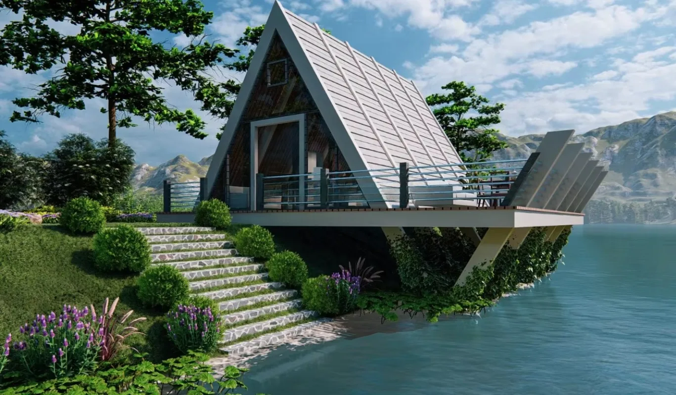 Triangle A Frame Wooden House Portable Tiny Cabin Modular Luxury Outdoor Living Villa