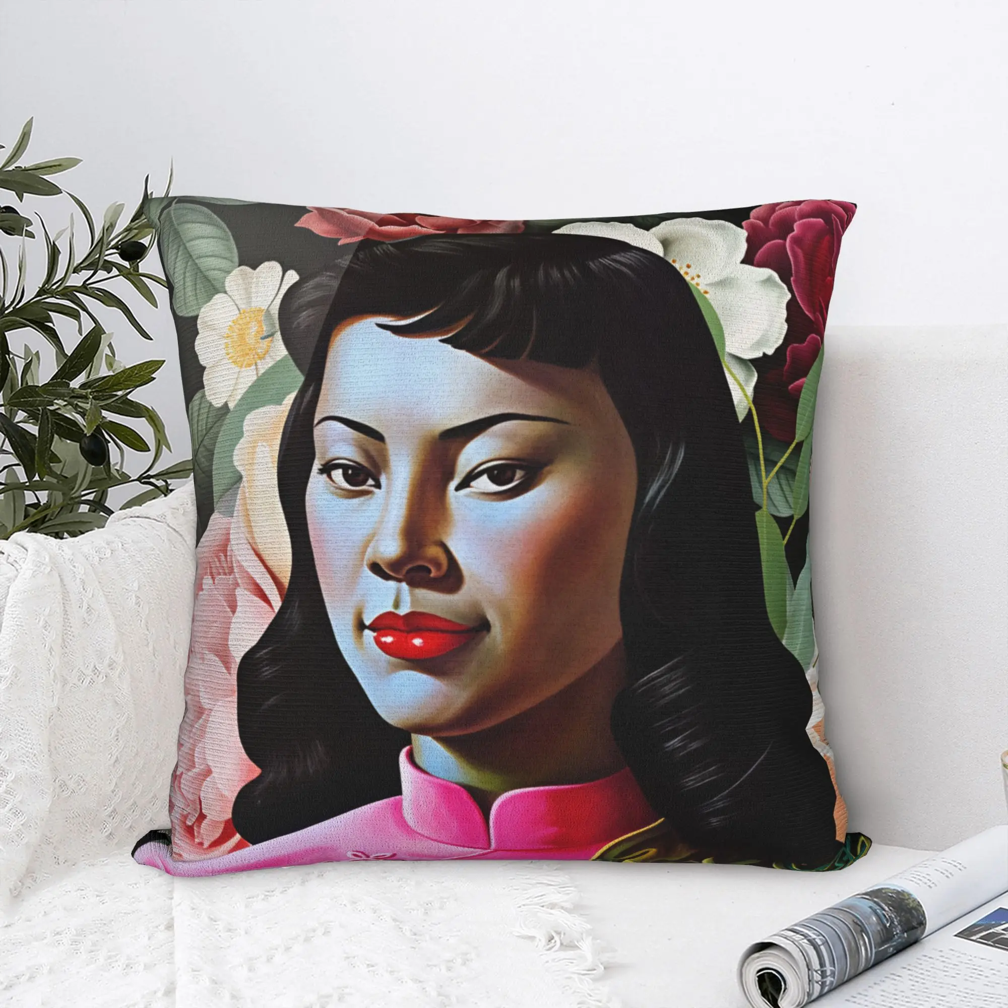 Miss Wong Vladimir Tretchikoff Pillowcases  Retro Trendy Pillow Case For Sofa Couch Bed Living Room Soft Pillow Cover
