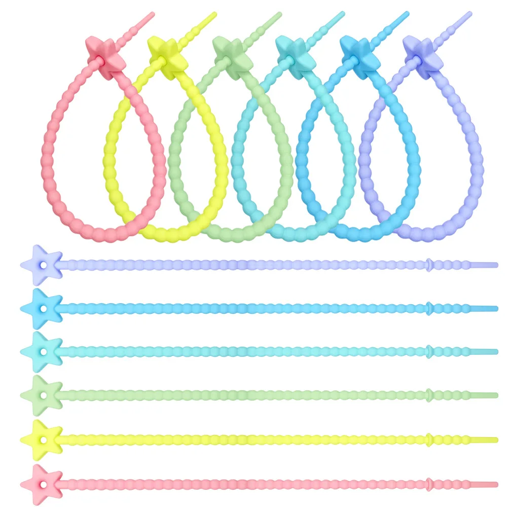 Macaron Star Silicone Tie Strap Self-Locking Wire Strap Wire Cable Zip Ties Diy Materials Self-Locking 22Cm Keychain