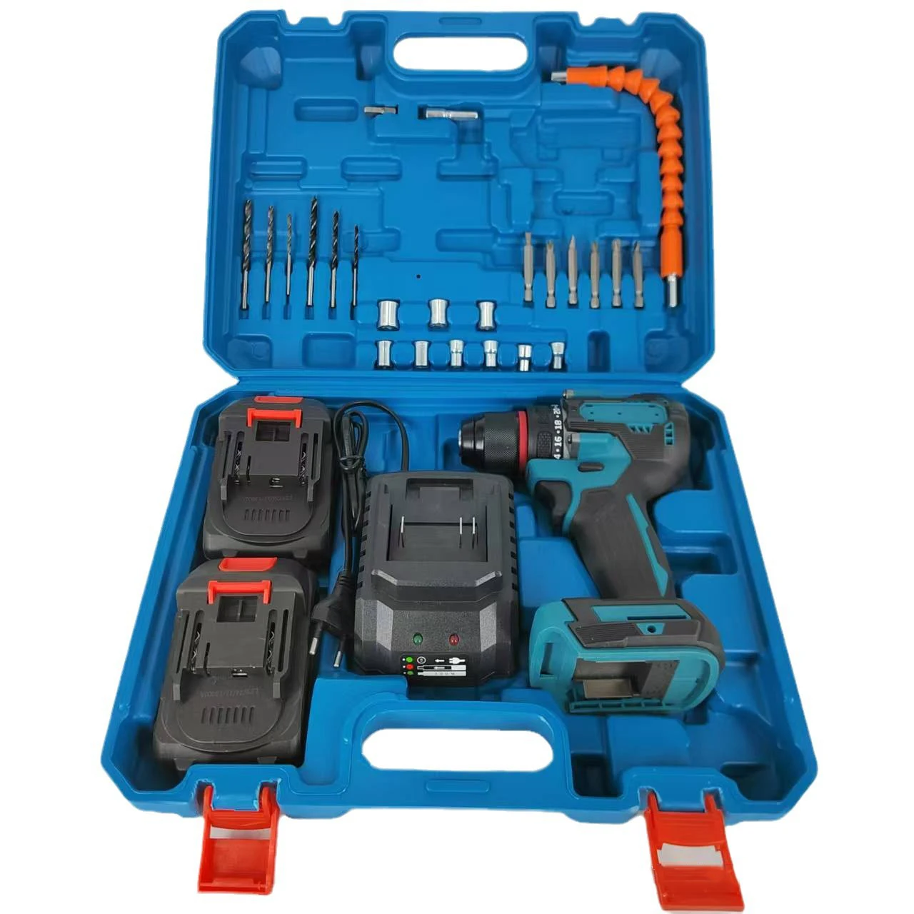 21V Home Combination Tool Set Portable Battery Cordless Drill Brushless Electric Impact Drill Metal Chuck Power Screwdriver Kits