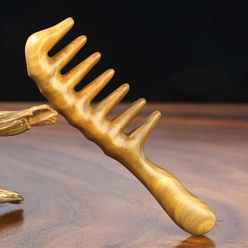 

Natural Green Sandalwood Wood Hair Comb Fish Design Massage Comb Scalp Massager Anti-Static Hair Care Practical Hairdressing