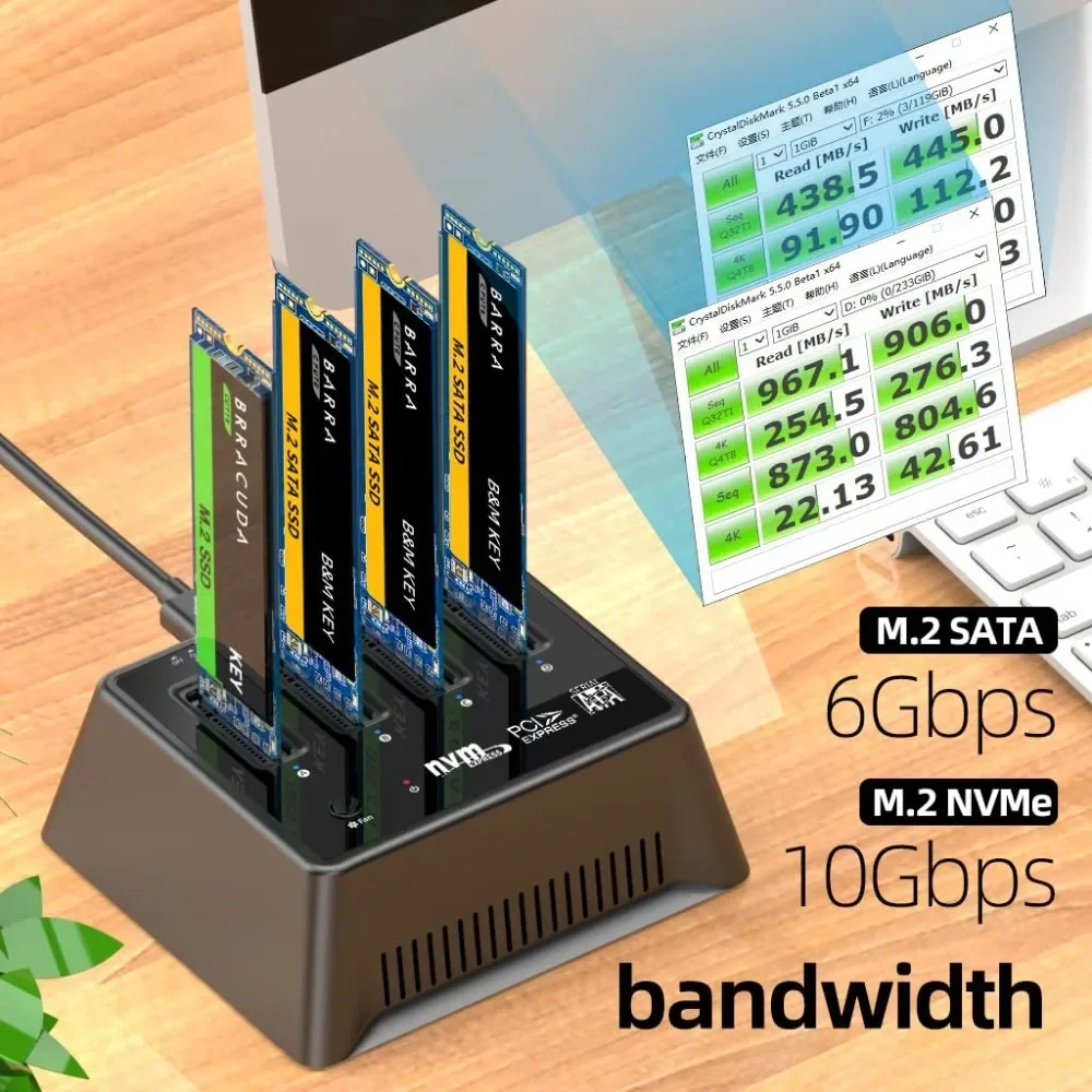 Imagem -02 - Nvme Gabinete Ssd Sata tipo c Case Externo Ngff Nvme Disco Rígido Copiar Caixa de Armazenamento com Ventilador 10gbps Usb 3.2 Bay Maiwo-m.2