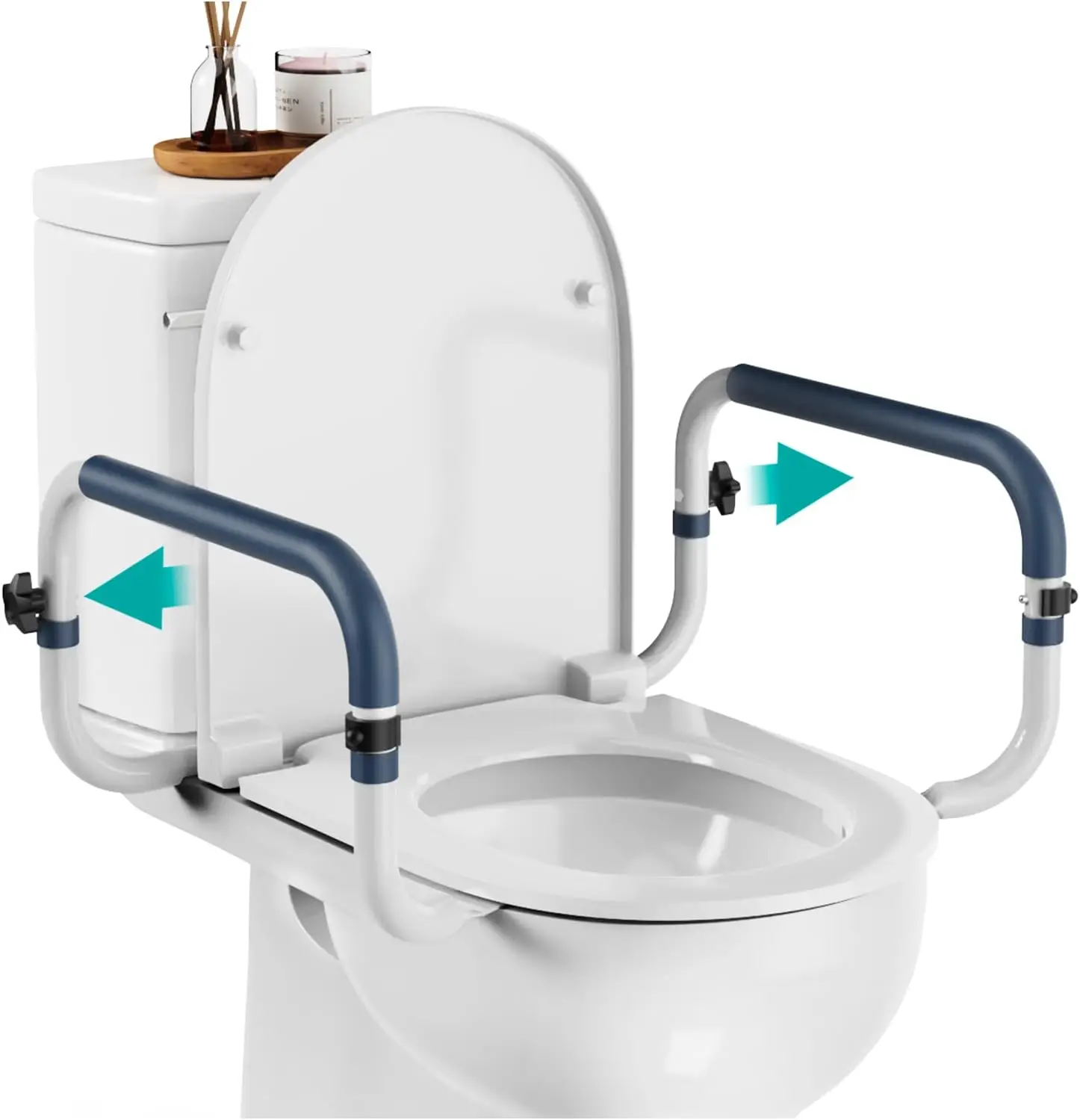 

Toilet Safety Rails (250lb) - Adjustable Toilet Bar for Elderly Adults, Easy Installation, 2 Pack