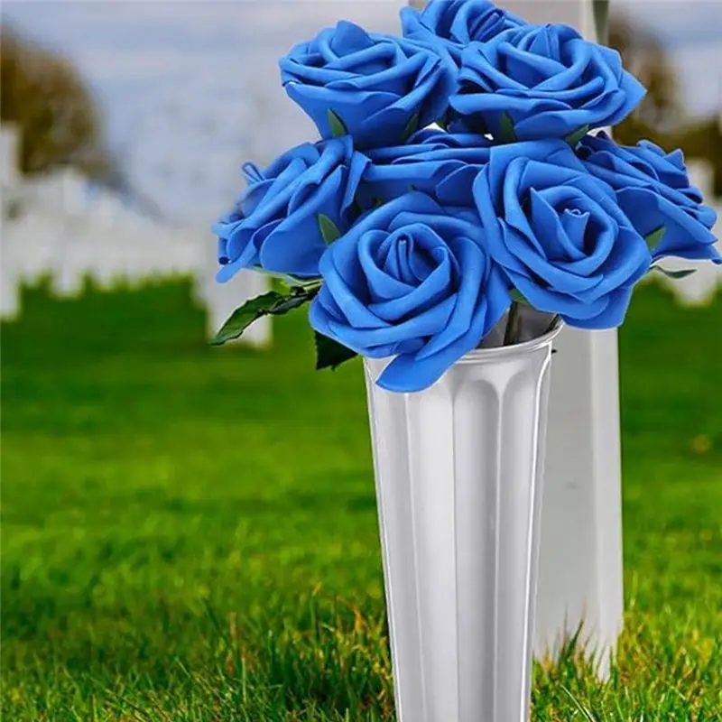 AC62-12 Pcs Cemetery Vases With Spikes Memorial Floral Vases Grave Flower Holder Cone In Ground Vases With Stakes