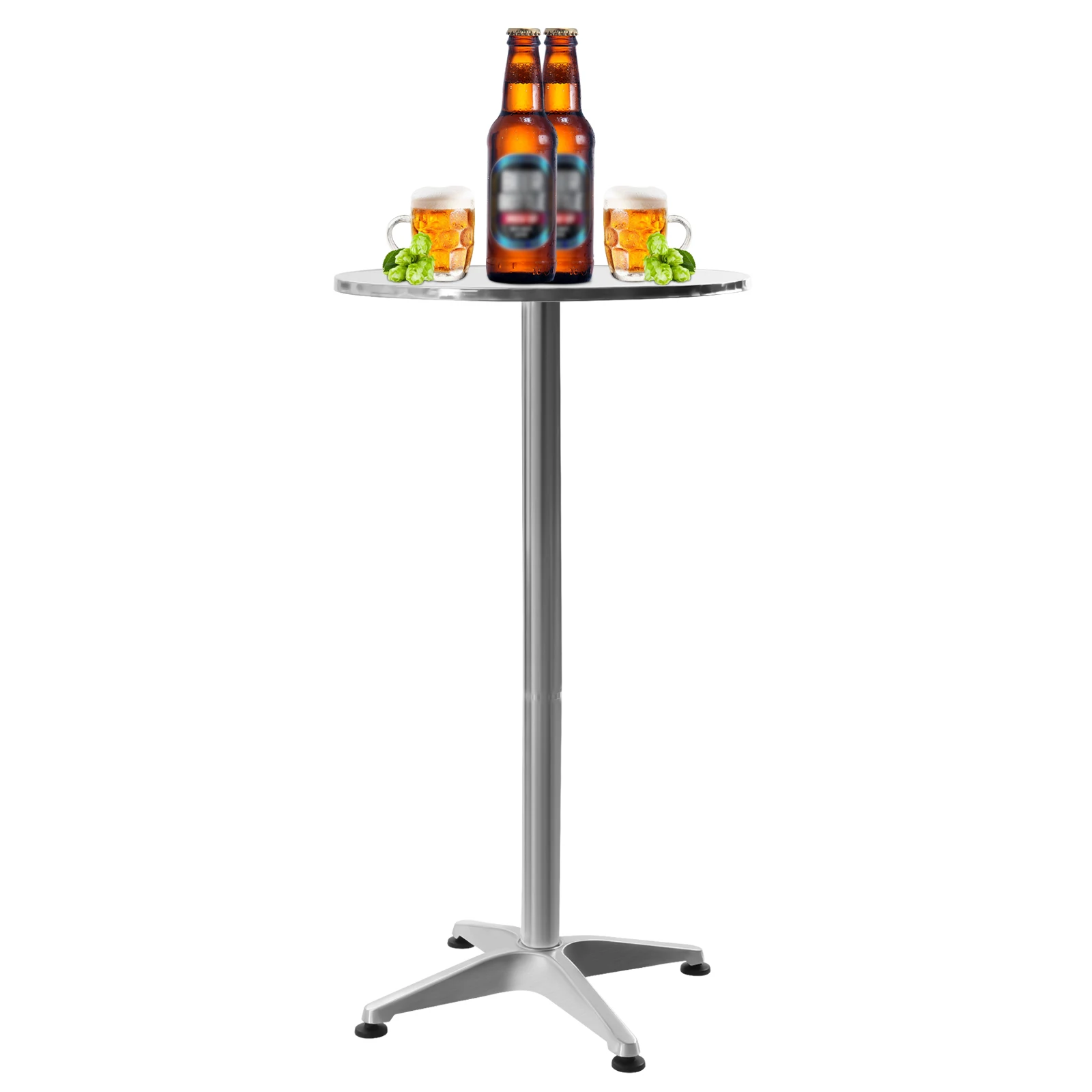 야외 원형 바 테이블 펍 다이닝 칵테일 테이블 금속 베이스 조절 가능한 높이 바 테이블 가정용 레스토랑 액세서리