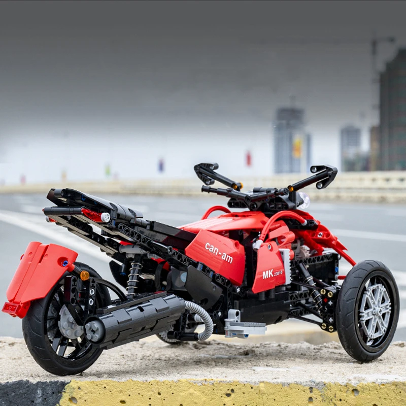 MouldKing Bombardierr Can Am Monster Spyder 오토바이 앱 리모컨 모터, MOC 50021 테크놀로지 빌딩 블록, 벽돌 장난감