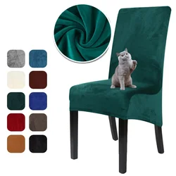 New 1 Pcs Long Back Chair Cover Velvet Spandex Dining Chair Slipcover Large Elastic Stretch Case for Kitchen Banquet Stool Cover