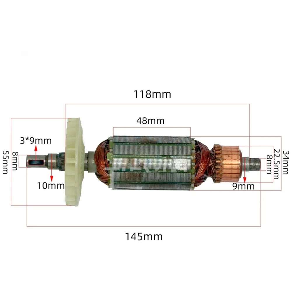/34mm /Copper /Rotor For 100 Type Electric Angle Grinder Replacement Part High Motor Armature Power Tool Accessories