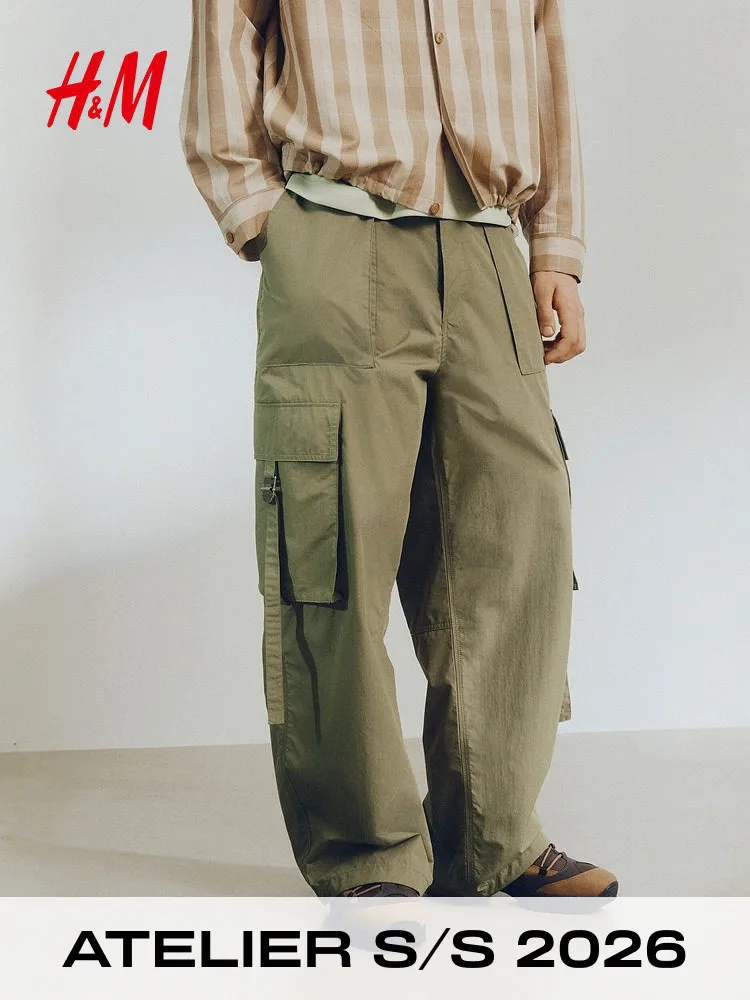 Atelier HM Men's Casual Pants Loose Fashionable Commuter Workwear Trousers Summer New Style mid Waist Nylon Cotton Blend