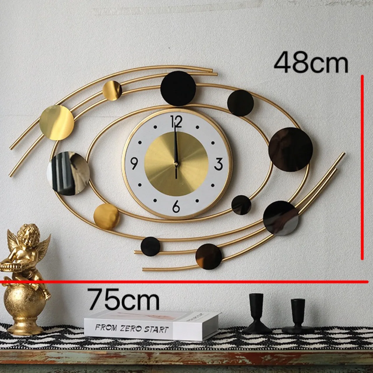 Wrought iron wall clock silent decorative wall hanging can be labeled