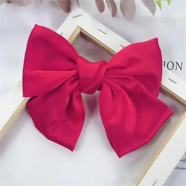 Fashion Ribbon Hairgrips Big Large Bow Hairpin For Women Girls Satin Trendy Ladies Hair Clip New Cute Barrette Hair Accessories