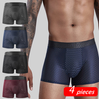 4 pcs Men Underwear Sexy Thin Panties Men Underpants Boxer Shorts Breathable Men Mesh Panties Ice Silk Sexy Undeerwear