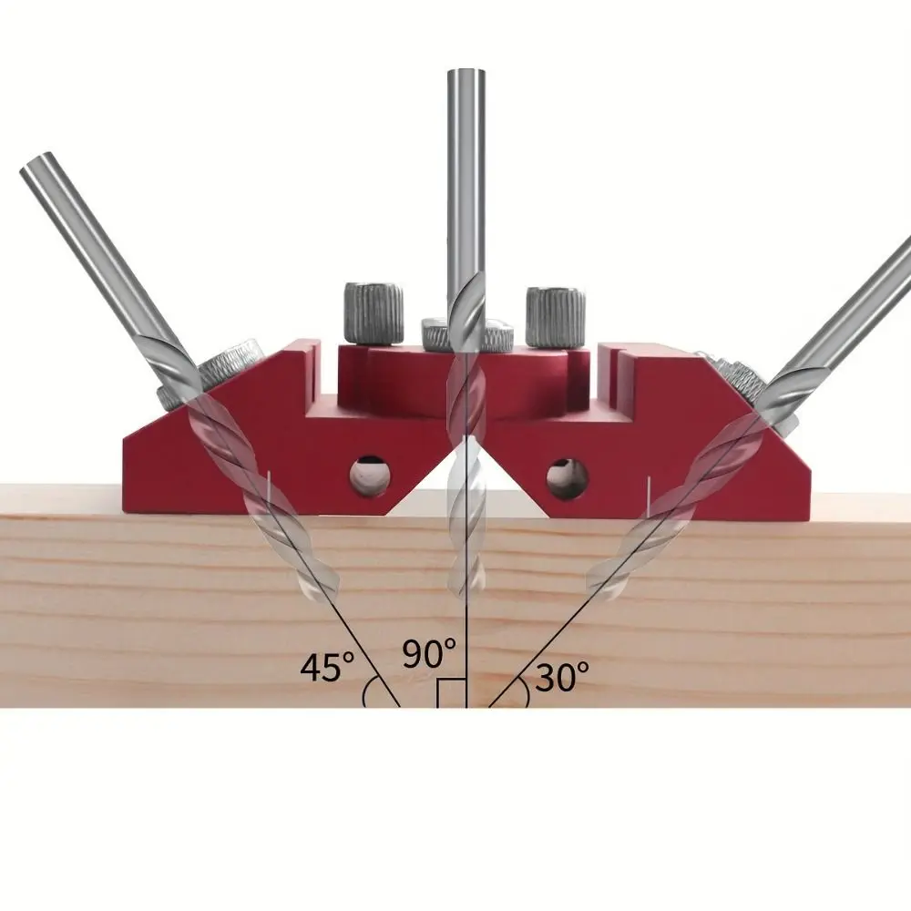 30/45/90 Degree Drill Guide Jig 4 Sizes Drill Hole Precision V-Drill Guide with Positioning Rod Aluminium Alloy